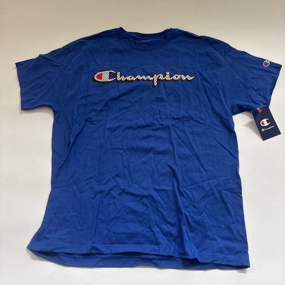 Champion T-Shirt Men's Large Flight Blue 100% Cotton Short Sleeve Pullover Tee - Picture 1 of 6